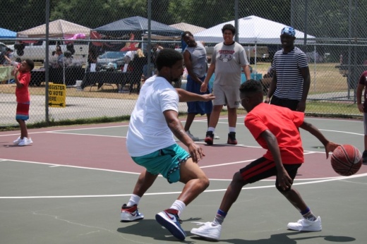 The Juneteenth event in Conroe featured local vendors, voter registration and a basketball tournament. (Andy Li/Community Impact Newspaper)