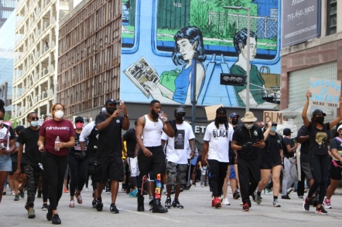 Locals support Black Lives Matter on June 2. (Nola Z. Valente/Community Impact Newspaper)