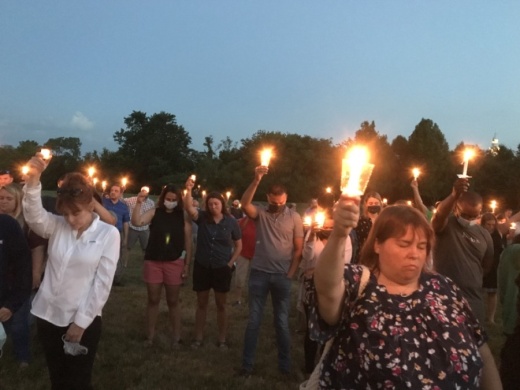 Hundreds turned out to honor the memory of Officer Destin Legieza, who was killed in a traffic accident while on duty June 18. (Wendy Sturges/Community Impact Newspaper)