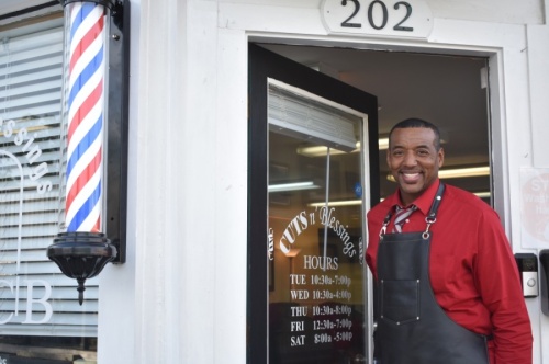 Owner Anthony McLemore opened Cuts N Blessings in 2007. (Alex Hosey/Community Impact Newspaper)