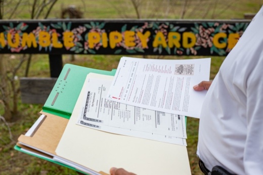 Charles Cunningham hopes to get the Humble Pipeyard Cemetery a historical landmark
status within two years. (Trevor Nolley/Community Impact Newspaper)