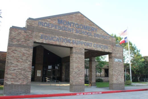 The Montgomery ISD board of trustees met June 30. Attendees were spaced apart to maintain social distance. (Eva Vigh/Community Impact Newspaper)