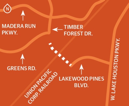 Harris County Precinct 2 is partnering with Harris County Precinct 1 and Humble ISD to extend Timber Forest Drive south of Madera Run Parkway. (Designed by Ethan Pham)