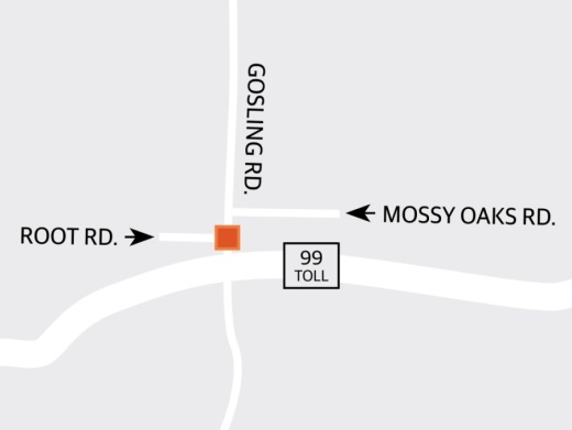 Construction wrapped up July 2 on a project to install a traffic signal at the intersection of Gosling and Root roads. (Graphic by Ronald Winters/Community Impact Newspaper)