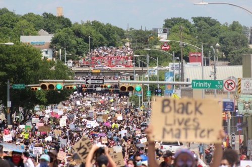 Thousands marched from Huston-Tillotson University to the Texas Capitol on June 7 to protest police brutality and systemic racism. (Christopher Neely/Community Impact Newspaper)