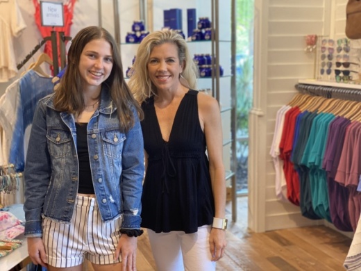 Adorn Boutique owner Kim Chalet, right, and Lakeway location employee Kari Pakarinen work at the shop during a recent weekday.