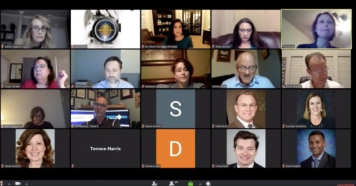 Leander ISD trustees and staff are pictured in this screen grab of a previous online meeting. (Screenshot courtesy LISD)
