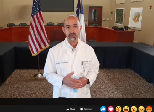 Dr. Ghassan Salman answers questions during a July 16 virtual address to Lakeway and Lake Travis residents. (Screenshot courtesy city of Lakeway)