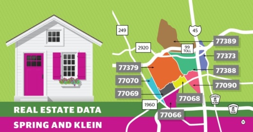 The average home sales price increased year over year in each of the Spring-Klein area's nine ZIP codes. (Graphic by Ronald Winters/Community Impact Newspaper)