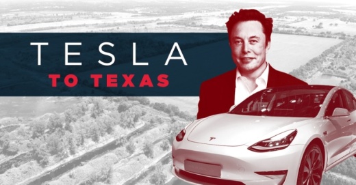 A graphic that reads "Tesla to Texas"