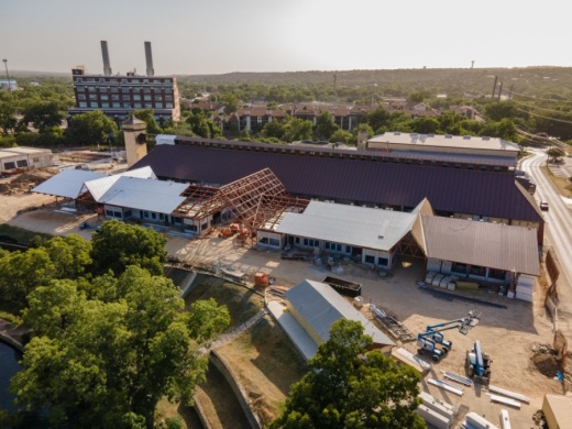 The new Marktplatz building is set to be completed this fall. (Warren Brown/Community Impact Newspaper)