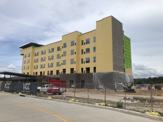 A Hyatt House Hotel in Metropark Square is more than half complete. (Andrew Christman/Community Impact Newspaper)