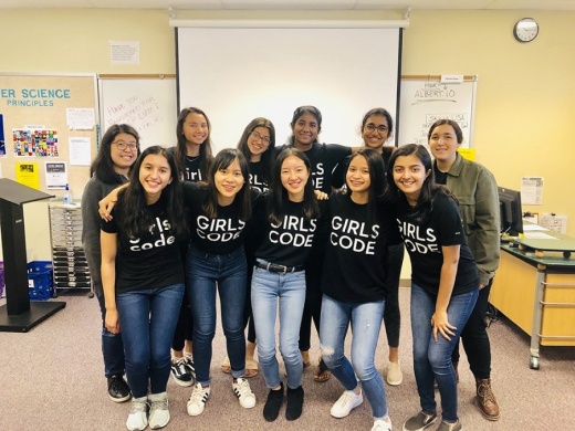 Some of the Girls Who Code members are pictured here after a club meeting. (Courtesy Anika Attaluri)