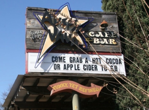 A photo of a sign for Austin Java