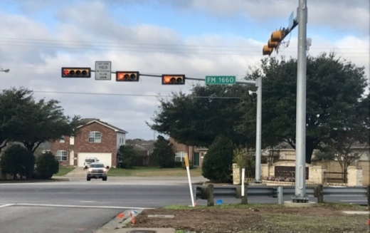 The project is proposed to help reduce congestion along FM 1660 at its signalized intersections as well as to promote safety and mobility along the roadway. (Kelsey Thompson/Community Impact Newspaper)