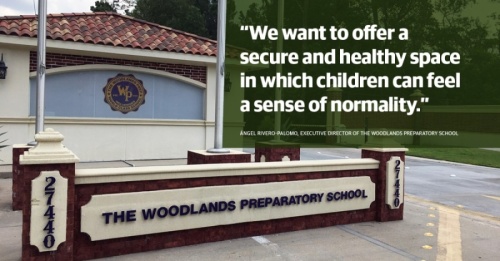 The Woodlands Preparatory School, located at 27440 Kuykendahl Road, will reopen for the new school year Aug. 17 with a variety of safety measures in place for students and staff. (Photo by Kelly Schafler/Community Impact Newspaper)(Designed by Kaitlin Schmidt)