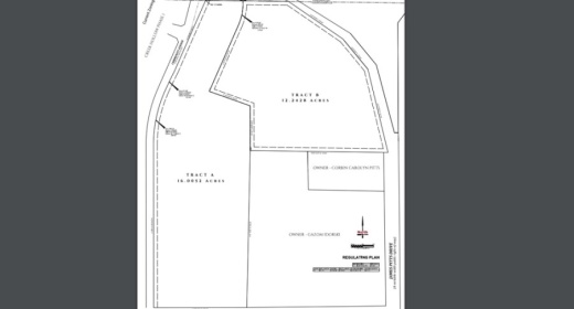 In this layout, Tract A will be allocated for townhomes, and Tract B along James M. Pitts Drive will be developed with multifamily units. (Courtesy city of McKinney)