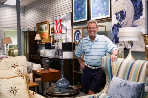 Todd Shevlin is the owner of The Consignerie, a store specializing in resale of top-end furniture, home decor and accessories. (Liesbeth Powers/Community Impact Newspaper)