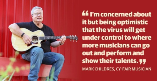Weekend gigs have been hard to come by for musicians based in the Cy-Fair area since the start of the coronavirus pandemic. (Photo courtesy Mark Childres; Design by Kaitlin Schmidt/Community Impact Newspaper)