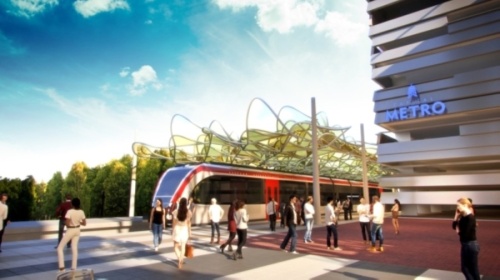 Capital Metro and Brandywine Realty Trust are set to break ground on a new rail station in September. (Rendering courtesy Brandywine Realty Trust)