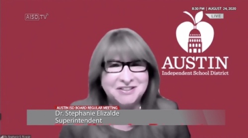 Austin ISD Superintendent Stephanie Elizalde participated in her first board of trustees meeting Aug. 24. (Courtesy Austin ISD)