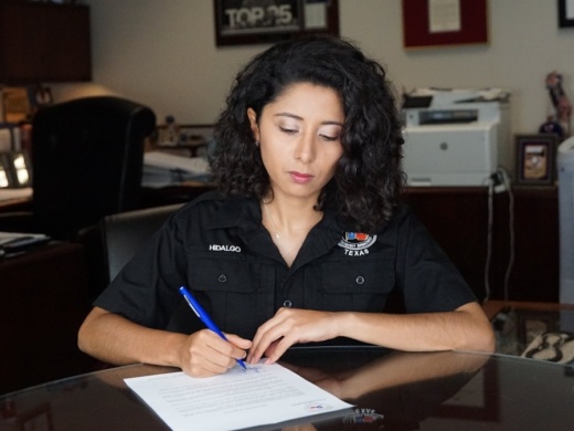 In preparation for Hurricane Laura, which is expected to make landfall along the Texas Gulf Coast on Aug. 27, Harris County Judge Lina Hidalgo signed a disaster declaration Aug. 26. (Courtesy Office of Judge Lina Hidalgo)