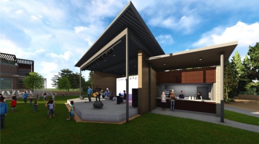 A music pavilion will open alongside business, retail and office space at Hub 121 in McKinney. (Rendering courtesy Jordan Realty Advisors)