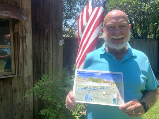 While quarantined on a cruise ship and San Antonio compound in March, local artist Jonesy McConnell passed the time painting watercolors of his surroundings. Some of his pieces will be displayed at the Richardson Civic Center during early voting. (Olivia Lueckemeyer/Community Impact Newspaper)