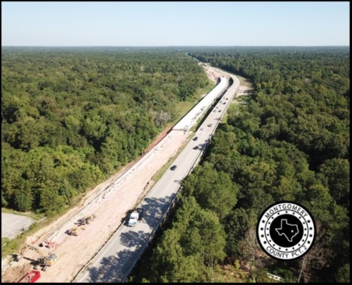 The bridge over Lake Creek is slated to finish in October. (Courtesy Montgomery County Precinct 2)