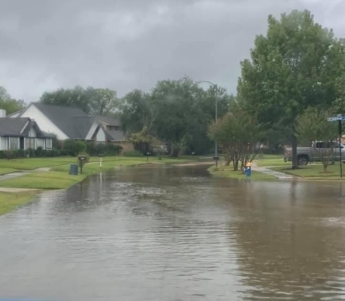 High water was seen around the Pearland and Friendswood area Tuesday. (Courtesy Stephanie Rodgers Waddell)