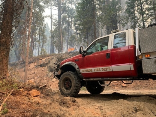 Conroe and Montgomery County firefighters assigned to Strike Team 143 are assisting California departments with containing Creek Fire, the largest single fire in California's history. Crews from the Porter Fire Department are assigned to the August Complex, which is the largest fire in the state's history, as of Sept. 23. (Courtesy Conroe Fire Department)