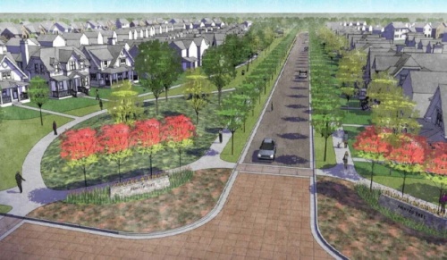 Painted Tree will be divided into several districts, including the Village District, pictured here. (Rendering courtesy Oxland Advisors)