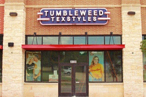 The store located at The Patios at the Rail will offer a variety of Texas T-shirts, hats and gear for purchase. (Courtesy Tumbleweed TexStyles)