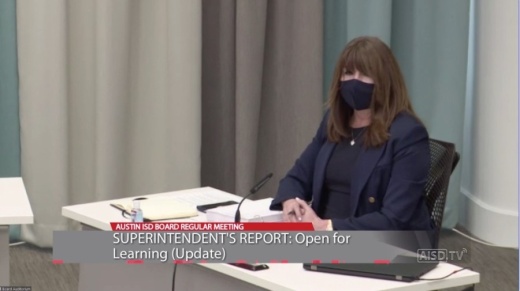 Austin ISD Superintendent Stephanie Elizalde spoke at a board meeting Sept. 28 about the district's reopening plan as well as enrollment declines. (Courtesy Austin ISD)