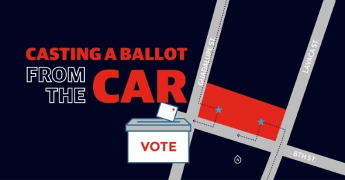 Travis County expects about 12% of registered voters to cast a mail-in ballot in the Nov. 3 election. The county originally opened three drive-thru locations for voters to drop off mail-in ballots, but was forced to close two of those centers after an order from Gov. Greg Abbott on Oct. 1. The lone location remaining is at 5501 AIrport Blvd., Austin.  (Design by Miranda Baker)