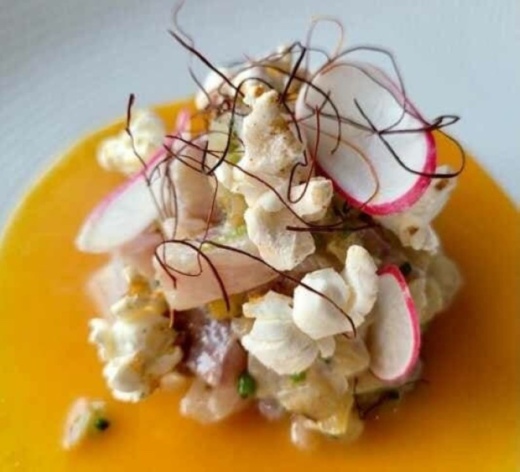 The TX Redfish Crudo ($14) is served with spiced popcorn. (Courtesy CT Provisions)