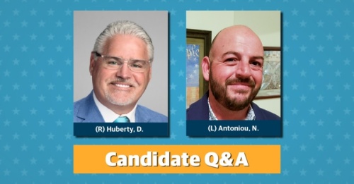 Republican incumbent Dan Huberty is running against libertarian candidate Neko Antoniou for the House District 127 seat. (Designed by Ronald Winters/Community Impact Newspaper)