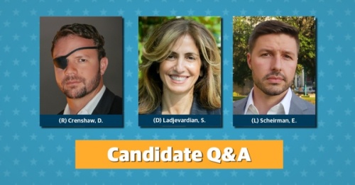 Three candidates are running to be elected the representative for U.S. House District 2. (Community Impact Newspaper staff)