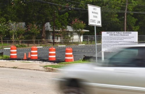 The Bellaire Planning and Zoning Commission recommended against a request to allow an Evelyn’s Park overflow parking lot to remain in place on Oct. 8. (Community Impact Newspaper staff)