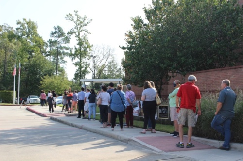 Hundreds of Montgomery County voters cast ballots at the George and Cynthia Woods Mitchell Library in The Woodlands on Oct. 13. (Ben Thompson/Community Impact Newspaper)