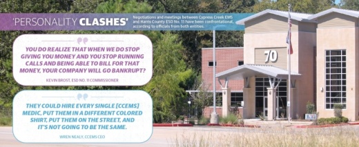 Cypress Creek EMS has 12 stations across its coverage area, including CCEMS Station 513 and the Spring Volunteer Fire Department Station 70, pictured here. Harris County ESD No. 11 also leases five of its own stations to CCEMS. (Andy Li/Community Impact Newspaper)