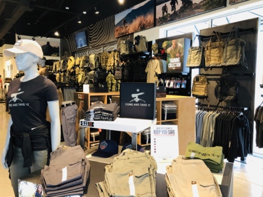 The store offers a wide selection of tactical gear, including boots, belts and knives. (Ian Pribanic/Community Impact Newspaper)