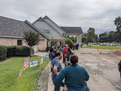Voters wait in line at a Cy-Fair polling location Oct. 16. (Danica Lloyd/Community Impact Newspaper)