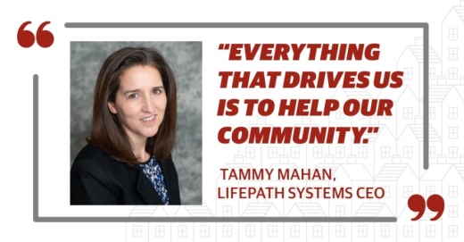 Tammy Mahan started as LifePath Systems' CEO in February. (Courtesy LifePath Systems; Designed by Chelsea Peters/Community Impact Newspaper)
