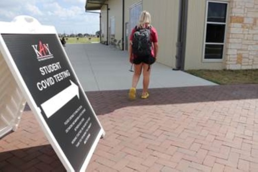 Katy ISD student waiting in line for COVID-19 test