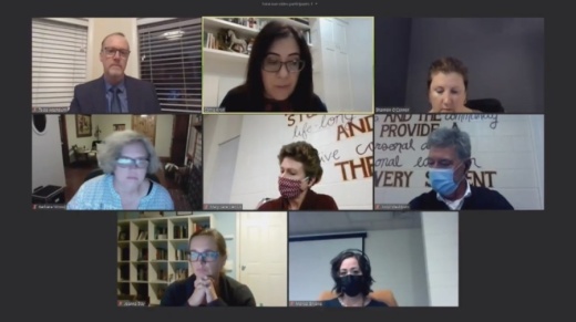 Screen shot of a Zoom board meeting