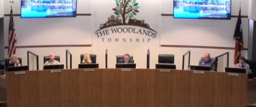 The Woodlands Township board of directors met Oct. 28 at Town Hall on Technology Forest Boulevard. (Screenshot via The Woodlands Township)