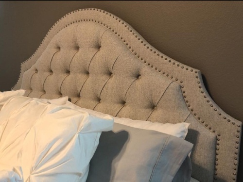 The business offers custom options ranging from the shape, style, buttons, fabric, length, depth and height of headboards and beds. (Courtesy Divine Headboards)