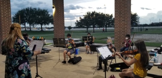Allegro has moved its orchestra outside during COVID-19. (Courtesy Allegro Pearland Academy of Music)