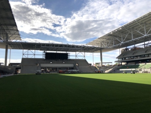 Austin FC's stadium is about 75% complete and scheduled to host the club's first games in the upcoming 2021 Major League Soccer season. (Jack Flagler/Community Impact Newspaper)